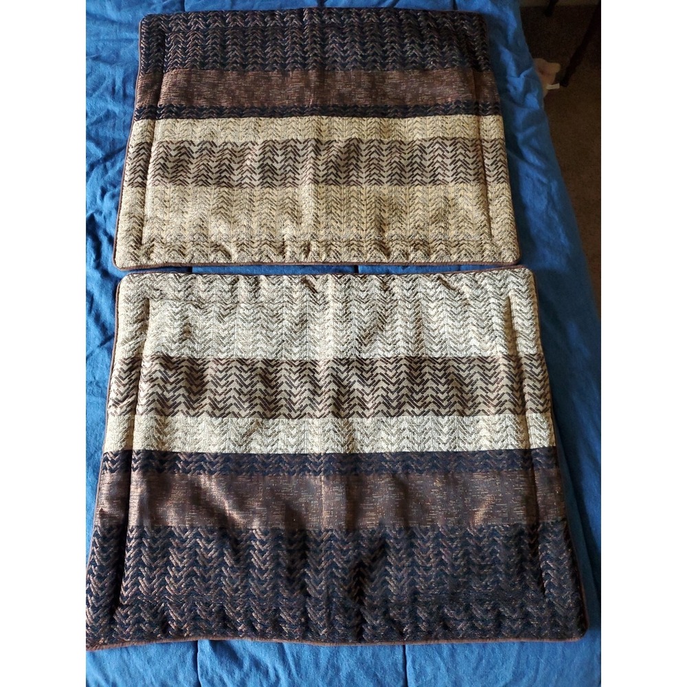 croscill pillow shams‎ Set Of 2 Standard Covers EUC 30.5x24" Browns & Beige - Picture 2 of 7